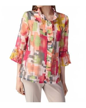 Joseph Ribkoff Geo Print Ruffled Jacket - Red