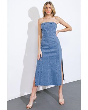 TRUEDAMES You'Re Thriving Denim Midi Dress - Blue