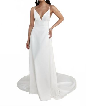 Adore by Justin Alexander Stretch Crepe A-Line Wedding Dress With Spaghetti Straps - White