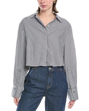 Jonathan Simkhai Renata Striped Cropped Button-Down Shirt - Gray