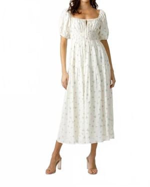 Storia Multi Floral Midi Dress - Natural