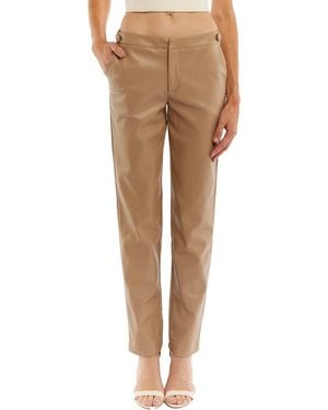 LBLC The Label Chloe Faux Leather Trouser With Waistline Button - Natural
