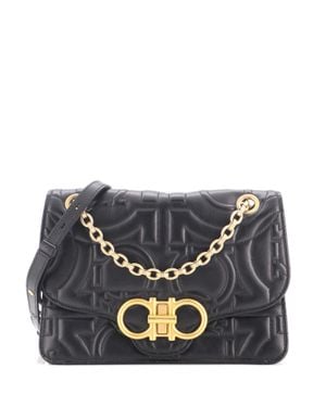 Ferragamo Gancini Turnlock Flap Bag Gancini Quilted Leather Medium - Blue