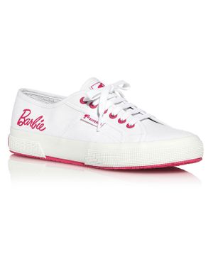 Superga Barbie Movie Denim Print Canvas Lace-Up Skate Shoes - Pink