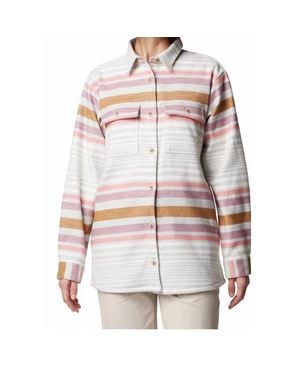 Columbia Point Creek Shirt Jacket Striped Collared Jax403 - Gray
