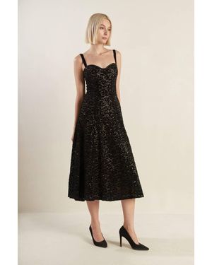TRUEDAMES Staple Moment Woven Lace Midi Dress - Natural