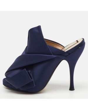 N°21 N°21 Satin Crystal Embellishment Raso Knot Mules - Blue