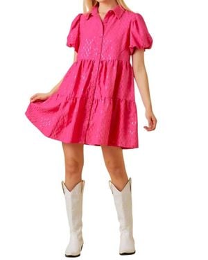 Main Strip Sparkle Sequin Babydoll Dress - Pink