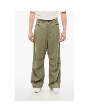 1989 STUDIO 5-pocket Wool Blend Pants With Contrasting Bands - W54 - Green