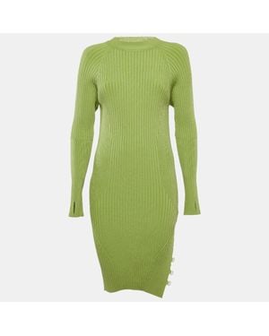 Jacquemus Rib Knit La Robe Pigolo Mini Dress - Green