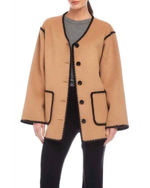 Fifteen Twenty Nico Contrast Stitchwork Jacket - Natural