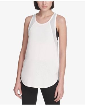 DKNY Sport Mesh Trimmed Tank - White