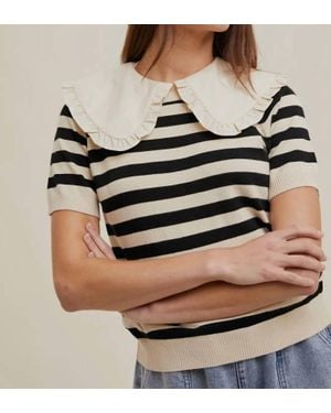 Wishlist Twofer Peter Pan Collar Sweater Top - Black