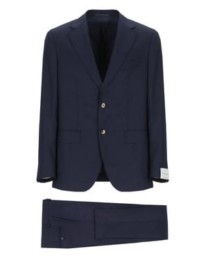 Caruso Peak Lapel Wool Suit - Blue
