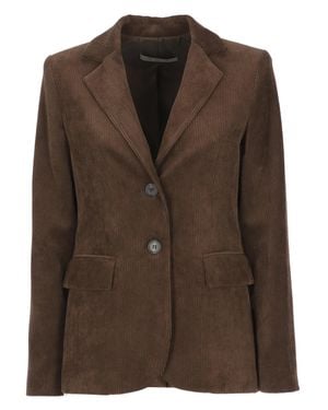 D. EXTERIOR Classic Lapel Corduroy Blazer - Brown
