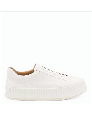 Jil Sander Minimalist Calf Leather Sneakers - White