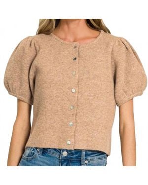 42Pops Puff Sleeve Cardigan Sweater - Natural
