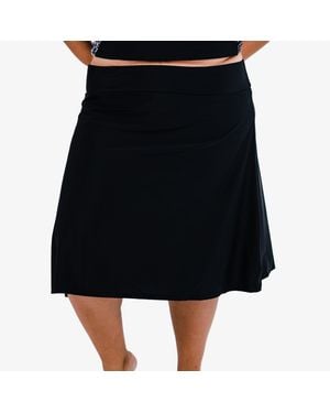 Calypsa Plus Below The Knee Swim Skirt With Capri Leggings - Black