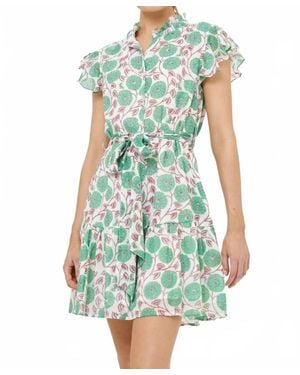 Oliphant Ruffle Collar Button Mini Dress - Blue