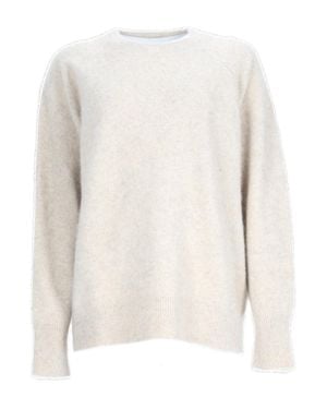 P.A.R.O.S.H. Plush Raccoon Fur Sweater With Ribbed Cuffs - White