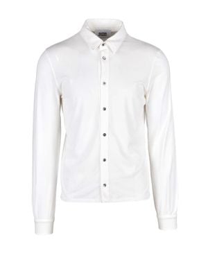 Alpha Studio Fitted Stretch Cotton Shirt With Classic Collar - White