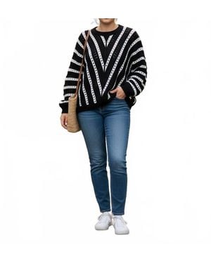 Blu Pepper Crochet Crewneck Sweater - Black