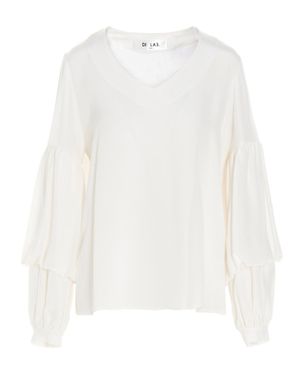 DI.LA3 PARI' Di. La3 Pari' Puff-Sleeve Silk Shirt - White