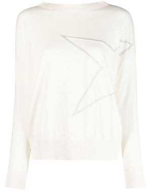 Lorena Antoniazzi Relaxed Fit Boatneck Knit Sweater With Star Pattern - White