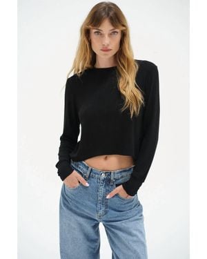 LNA Long Sleeve Ribbed Crew Tee - Black