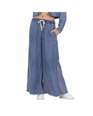 Vintage Havana Denim Delight Wide Leg Pant - Blue