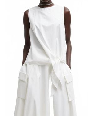 Tibi Bio Twill Easy Tie Top - Gray