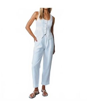 Bella Dahl Luxe Linen Pleated Wide Leg Ankle Pant - Blue