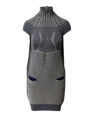 Peter Pilotto Striped High Neck Knitted Mini Dress - Gray