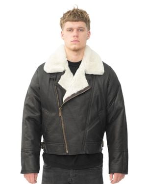 Infinity Leather Sheepskin Ww2 Bomber Jacket-Tucson - Gray