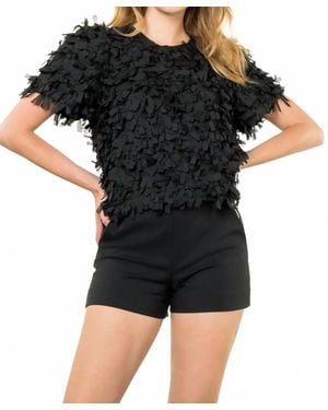 Thml Fringe Detail Short Sleeve Top - Black