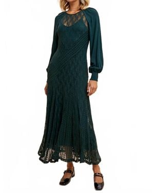 In-Loom Antique Vintage Lace Maxi Dress - Green