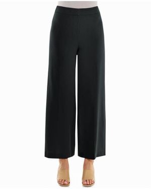 Nicole Miller Claire Stretch Crepe Wide Leg Pants - Black