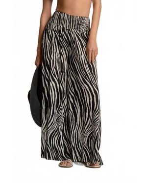 Elan Zebra Striped Palazzo Pants - Black