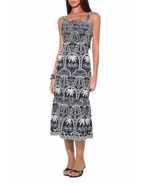 Adelyn Rae Evangeline Scallop Embroidery Midi Dress - Black