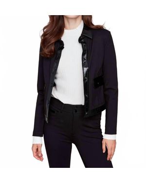 Charlie b Short Ponte Knit Jacket With Vinyl Trim - Black