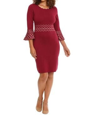 Donna Morgan Maggy London Fig Sweater Dress With Bell Sleeve - Red