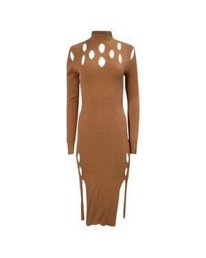Dion Lee Ribbed-Knit Cutout Midi Dress - Brown