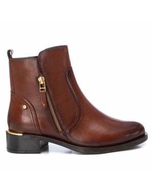 Carmela Leather Block Heel Ankle Booties - Brown