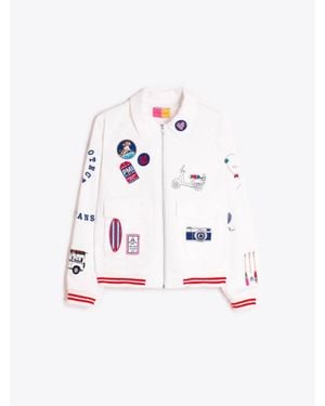 Vilagallo Embroidered Bomber Jacket - White