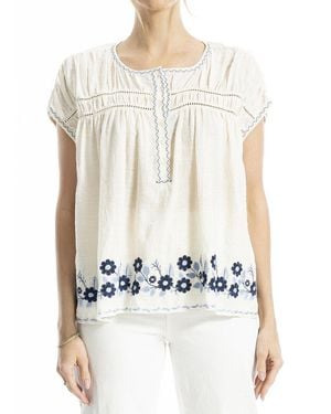 Blouse Femme Max Studio - Taille M - Imprimé Bleu Et Beige - Maille - Occasion