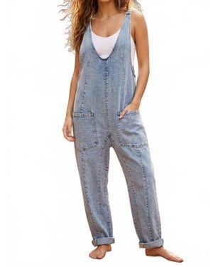 SurelyMine Sedona Vintage Denim Utility Jumpsuit - Blue