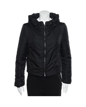 Armani Collezioni Synthetic Concealed Hood Detail Zip Front Jacket - Black