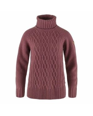 Fjallraven Övik Cable Knit Roller Neck Sweater - Purple
