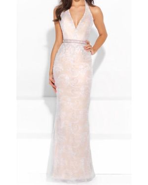 Madison James Halter Pearl Beaded Gown - Multicolor