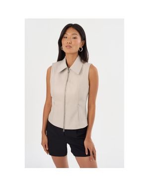 Lamarque Charlie Leather Minimal Vest - Natural